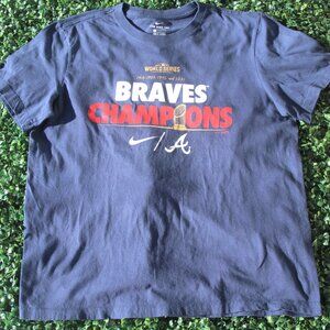 Nike Atlanta Braves World Series Champions Tee Large Navy Pre-owned